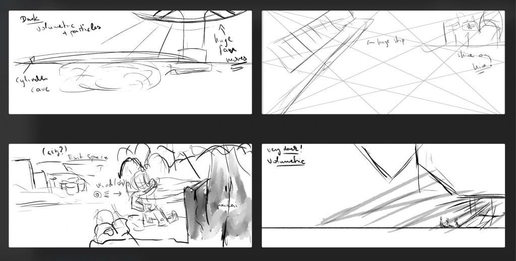 Storyboard sketches by Tomi Földes